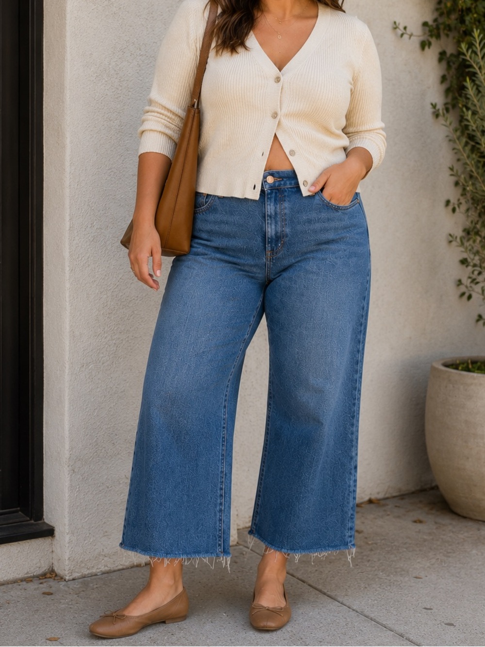 Madewell Blue Wide-Leg Crop Jeans